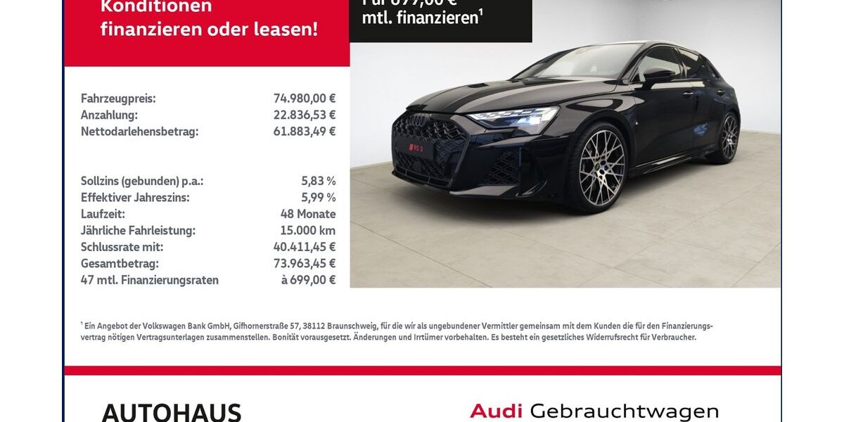 Audi RS3 11.000 km 68.979 &euro; Bitterfeld-Wolfen 06749