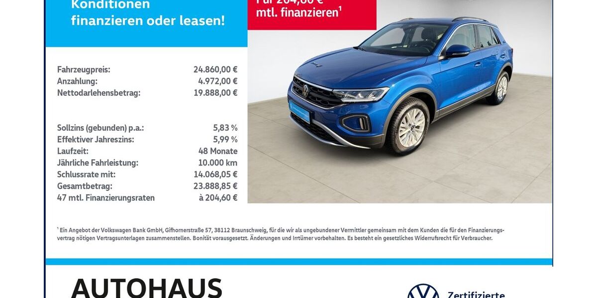 VW T-Roc 6.527 km 24.860 &euro; Bitterfeld-Wolfen 06749