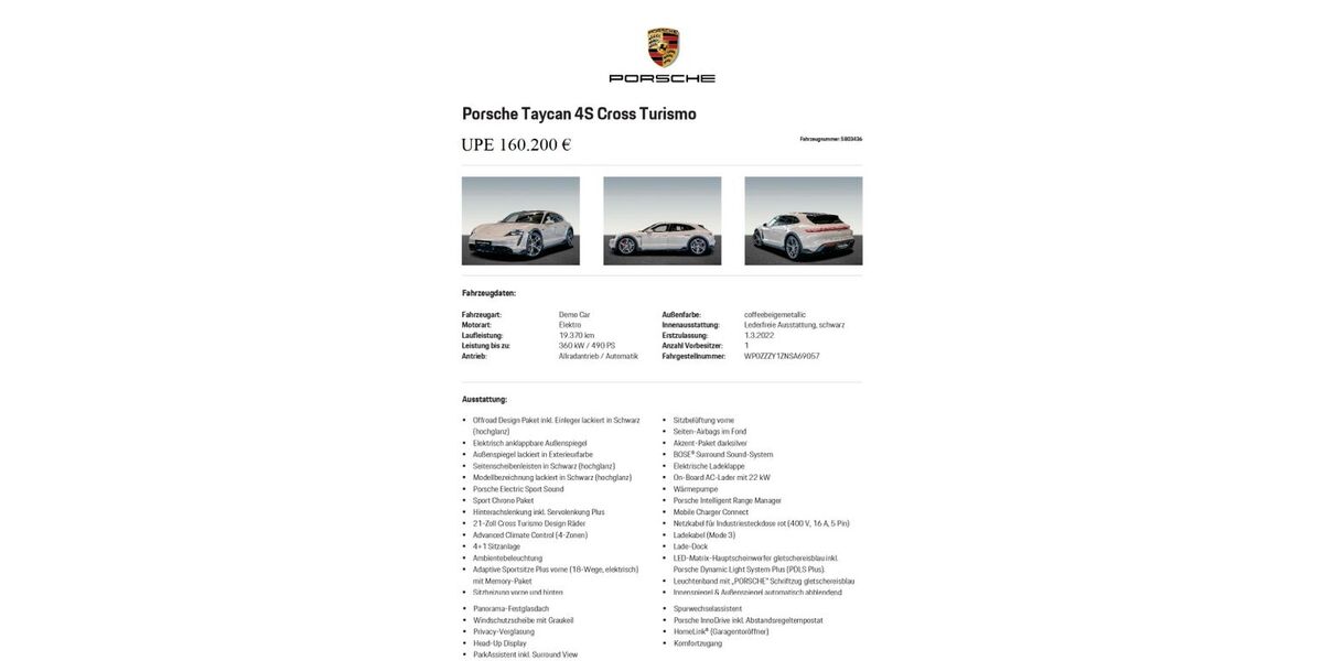 Porsche Taycan 69.781 km 72.000 &euro; Lützen 06686