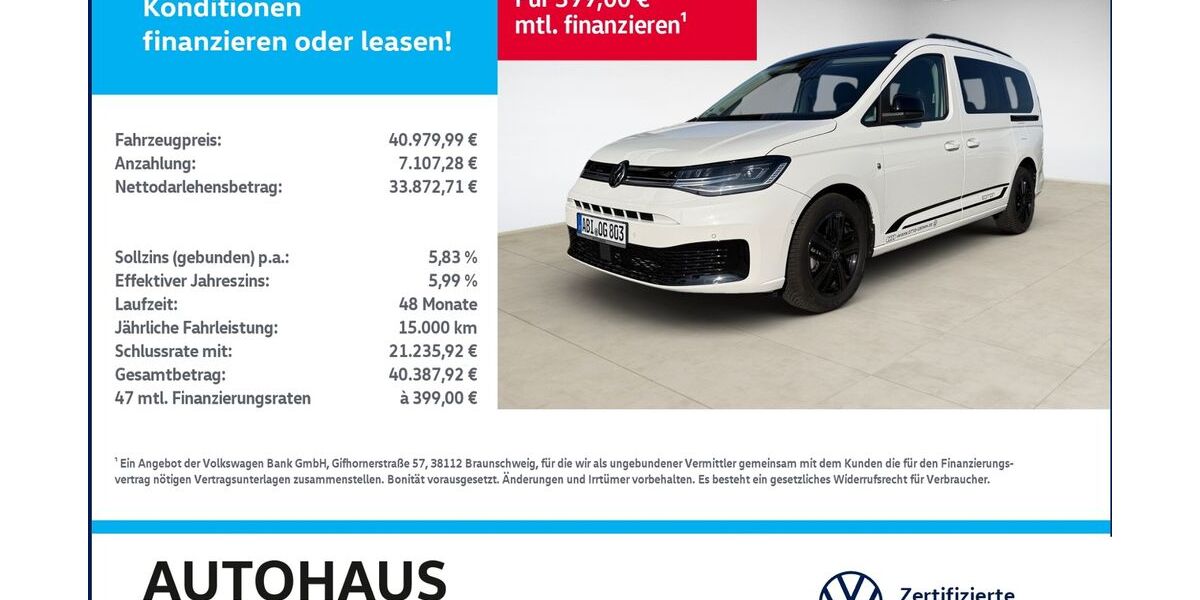 VW Caddy Maxi 8.500 km 37.480 &euro; Bitterfeld-Wolfen 06749